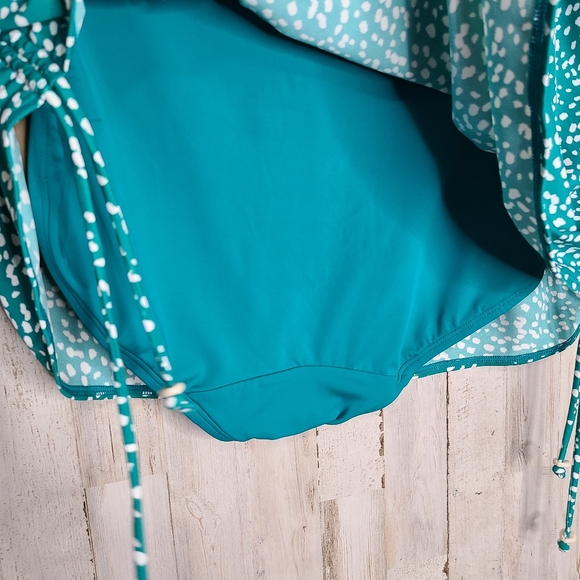 Swim by Cacique Green White Ditsy Dot Swimsuit Skirt Bottoms Plus Size 22 - Picture 9 of 11